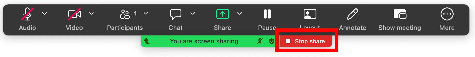 Stop screen sharing